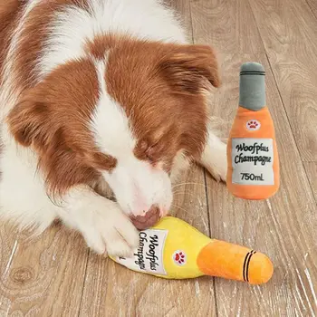 Игрушки для собак в форме пивной бутылки, портативные мягкие, устойчивые к укусам игрушки для собак, интерактивные плюшевые щенки