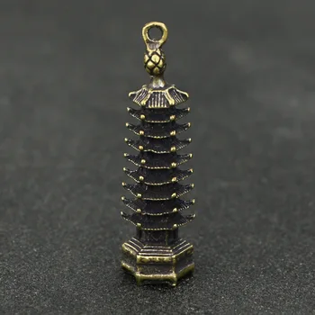 3шт чистой меди проблемных девятиэтажный Вэньчан Пагода миниатюра поэта мелких изделий из меди украшения ручной штук Пагода брелок П
