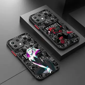 Marvel Человек-Паук Майлз Гвен Матовый Чехол Для Xiaomi Poco X3 NFC X3Pro M5 M3 F3 Чехол для Mi 11 12 13 11X 12X Pro 12T 11T 10T Pro