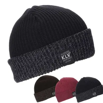 Женская мужская теплая зимняя вязаная шапка Унисекс, модная кепка в стиле хип-хоп, лыжная шапочка-бини