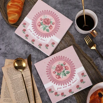 Новые розовые Западные Высококачественные Бумажные салфетки с красочным принтом, Салфетка для домашнего стола, салфетка для рта, 20 листов бумаги для салфеток