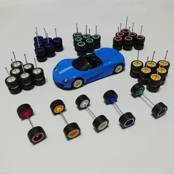 Комплект колес 1/64, 6-спицевые резиновые шины, Изготовленные на заказ Колеса, Игрушечная модель настоящего гонщика, колесо гоночного автомобиля, Игрушки, модифицированные детали