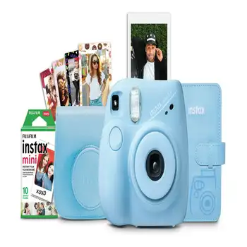 Комплект INSTAX Mini 7 + (пленка, альбом, чехол для камеры, наклейки в 10 упаковок), светло-голубой