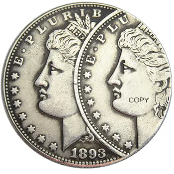 Монета-копия Morgan Dollar Two Faces с ошибкой в размере 1893 долларов США, покрытая серебром